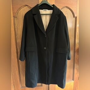 Black Fleurette Wool Coat